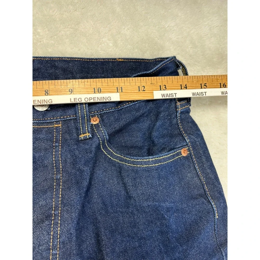 Levi's 501 Selvedge Straight Leg Jeans Mens 30x30 Navy Blue Button Fly (28x28)
